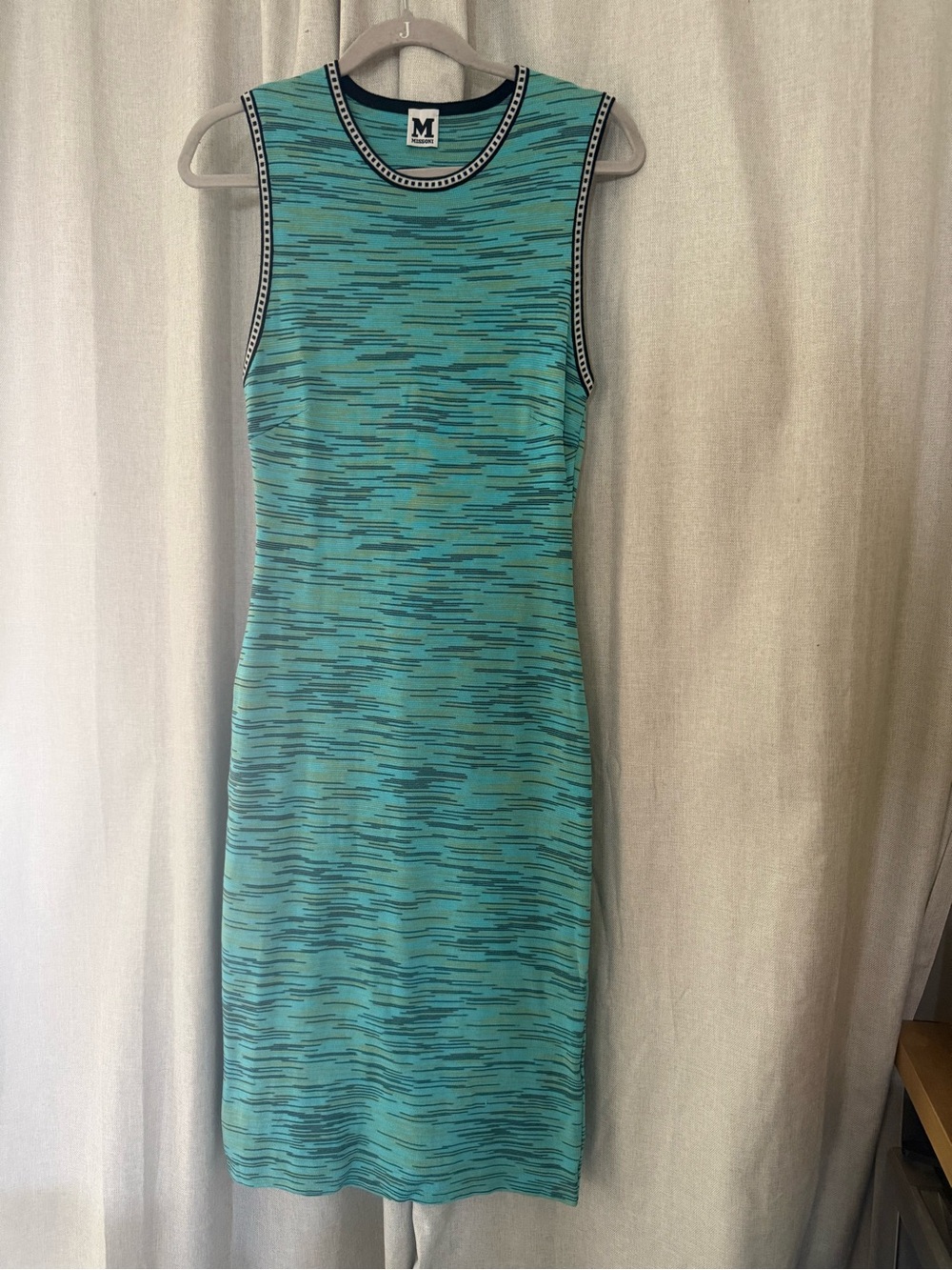 M by Missoni Teal and Aqua Space-Dye Sleeveless Sheath Dress